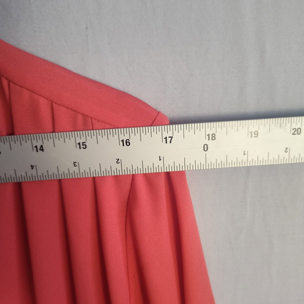 Pleione Womens Coral Pink Split Neck 3/4 Sleeve High Low Blouse Size L - Picture 9 of 9